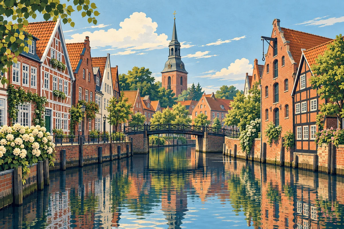 Illustration: Fleth in der Altstadt in Buxtehude