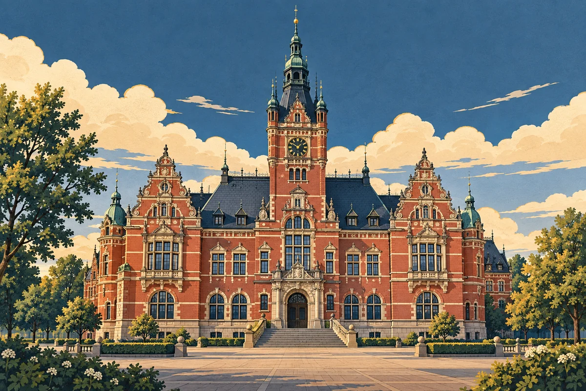 Illustration: Harburger Rathaus in Hamburg-Harburg