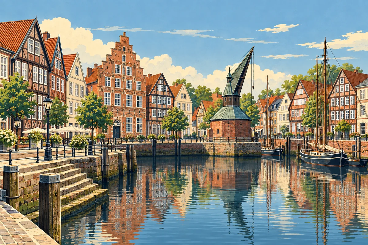 Illustration: Historischer Fischmarkt in Stade